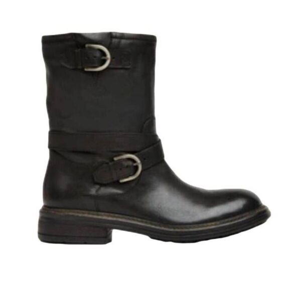 M. GEMI The Motore Pull On Black Leather Mid Calf Boot Size 38 - Picture 1 of 9